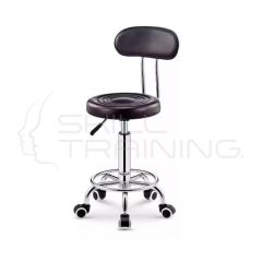 Piso - Taburete Giratorio Con Ruedas Base Cromada