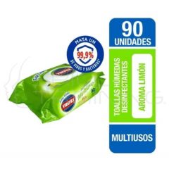 Toallas Húmenas Desinfectante Multiuso - 90 unidades limón